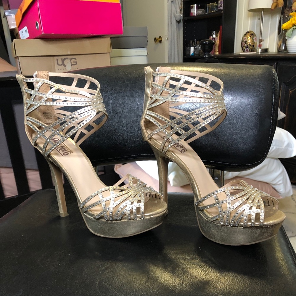 Gold heels with stones